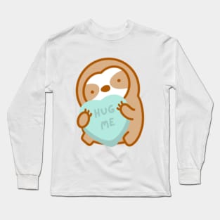 Cute Valentine Hug Me Candy Heart Sloth Long Sleeve T-Shirt